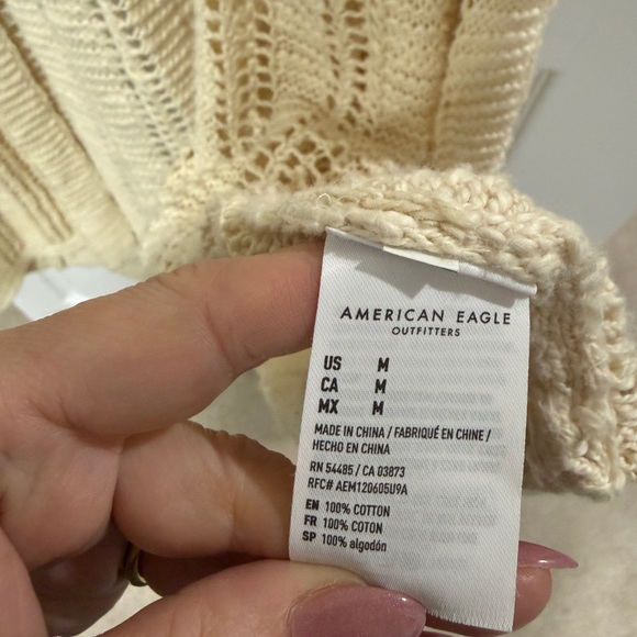 American Eagle Outfitters Crochet Hooded Duster Cardigan Sweater Size Medium - Picture 4 of 4